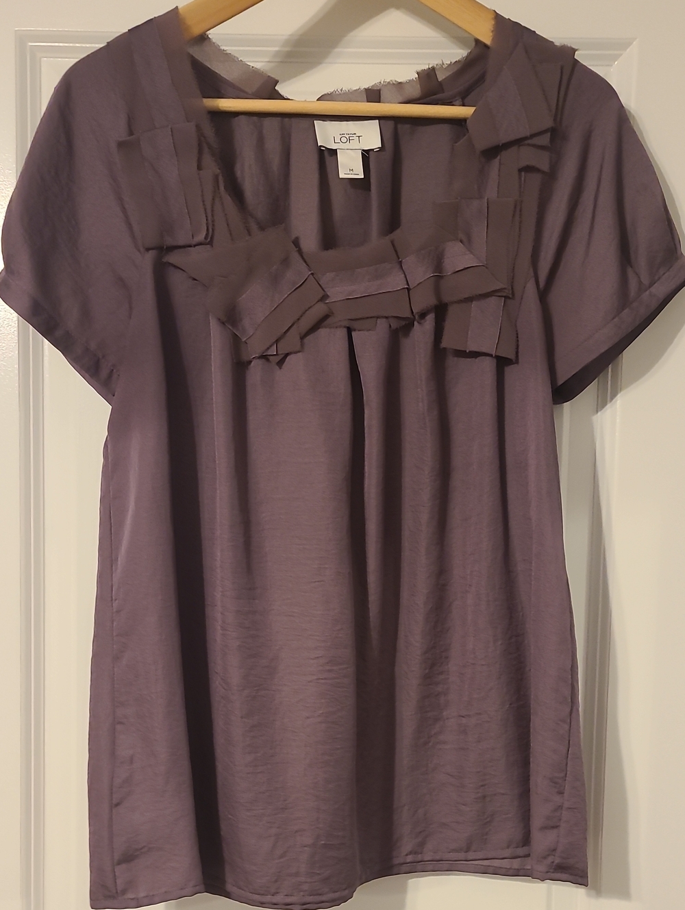 LOFT Lavender Ruffle-Trim Short Sleeve Tunic